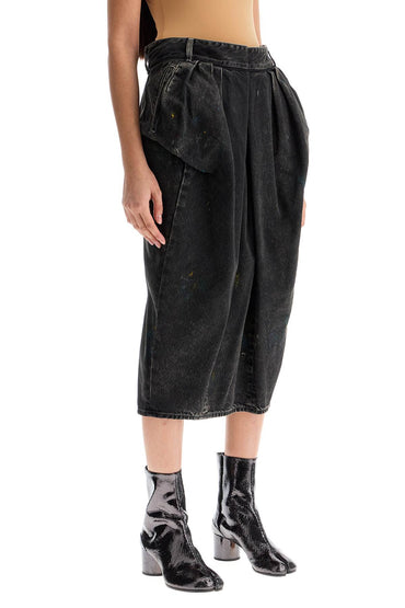 Maison Margiela black cotton vintage effect high-waisted skirt