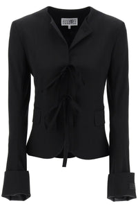 MM6 Maison Margiela single-breasted blazer with round neck