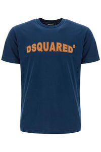 Dsquared2 t-shirt in cotone blu navy con scollo ampio