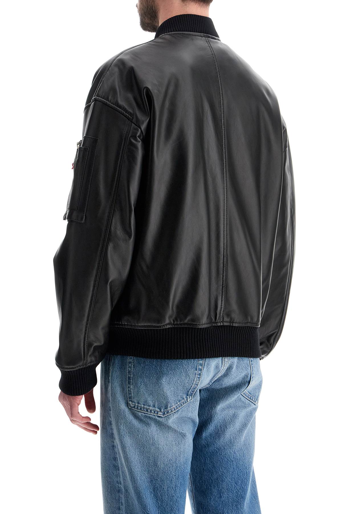 Dsquared2 men's black leather bomber