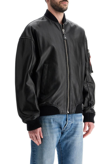 Dsquared2 men's black leather bomber