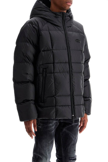 Dsquared2 black 3d padded nylon jacket with hood