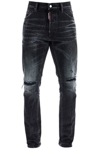 Dsquared2 jeans in cotone nero con effetto vintage