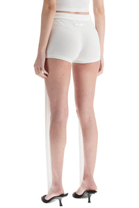 JEAN PAUL GAULTIER white cotton shorts with logo patch*** ribbed fabric*** above the knee