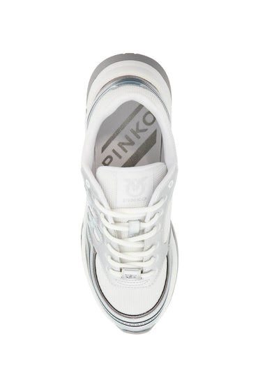 Pinko mesh and metallic faux leather sneakers in