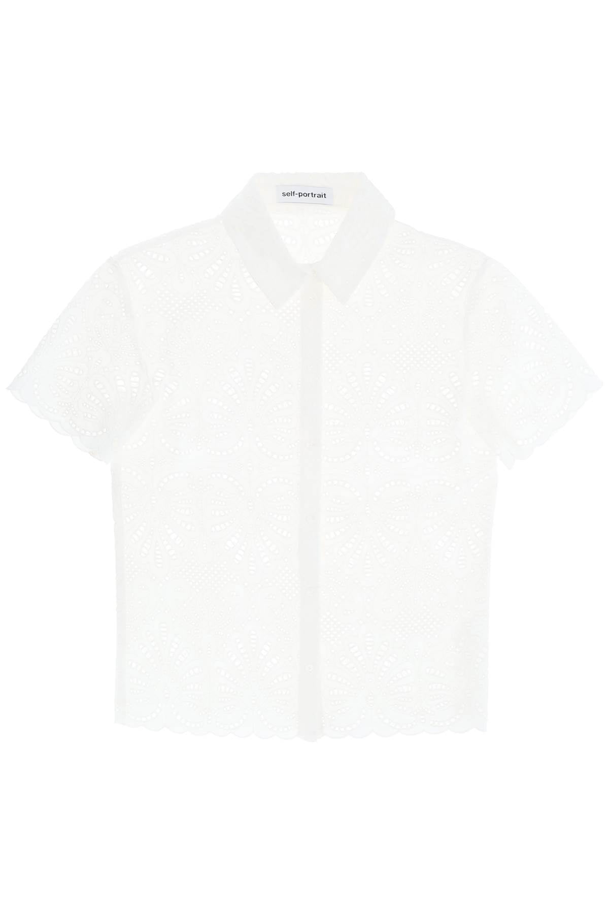 Self-Portrait Self Portrait short-sleeved sangallo lace shirt