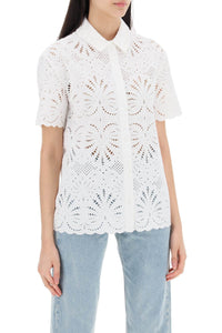 Self-Portrait Self Portrait short-sleeved sangallo lace shirt