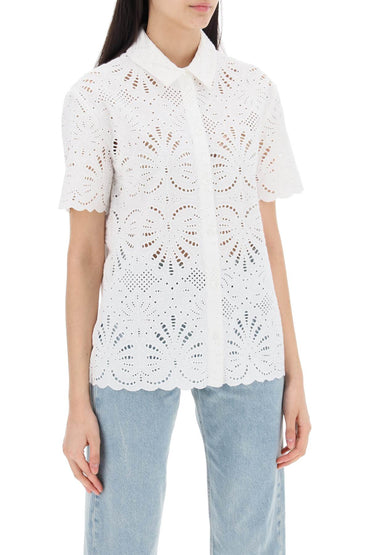 Self Portrait short-sleeved sangallo lace shirt