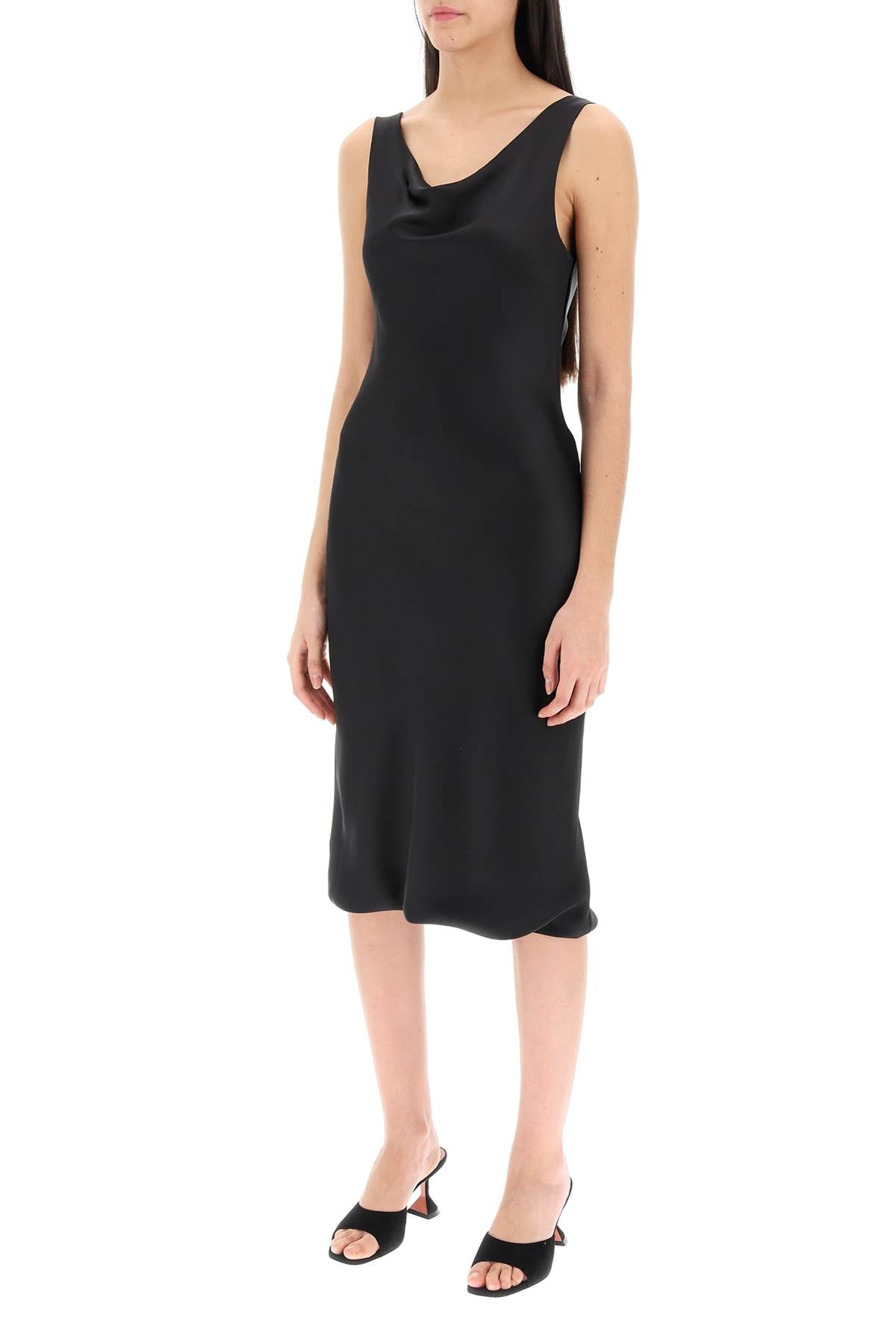 Norma Kamali drape neck satin dress