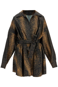 Norma Kamali brown snake print oversized mini dress