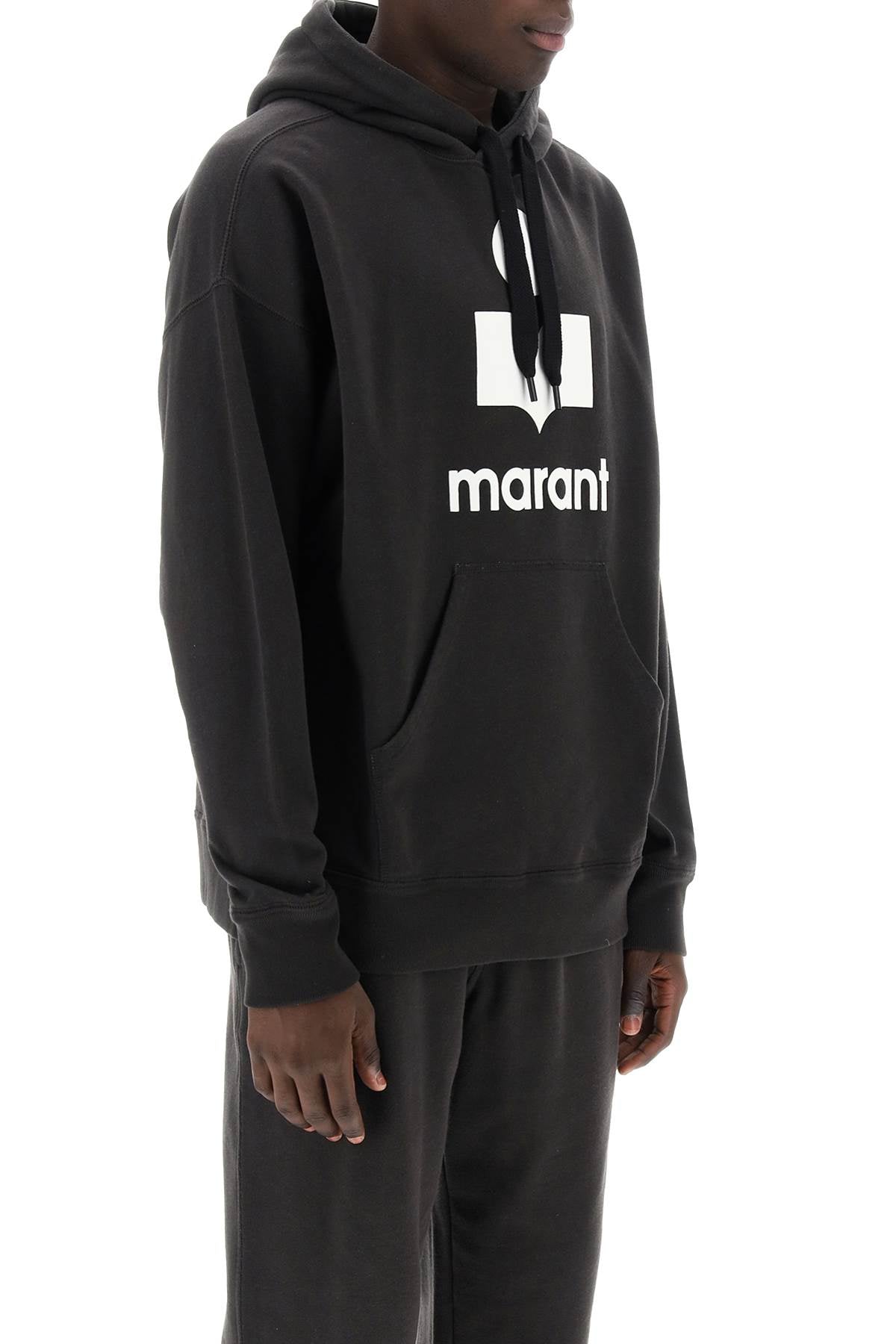 Marant miley flocked logo hoodie