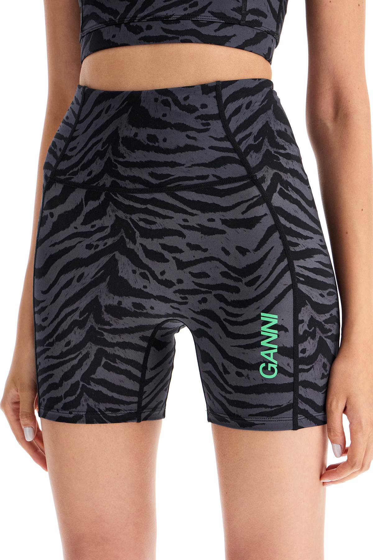 Ganni animal print sports shorts