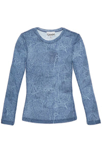 Ganni long-sleeved denim effect top for