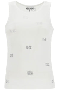 Ganni tank top with micro rhinest