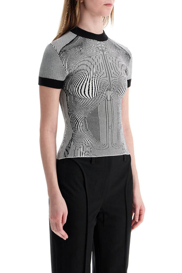 JEAN PAUL GAULTIER black and white striped viscose t-shirt