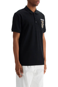 Moschino black cotton polo with bear print