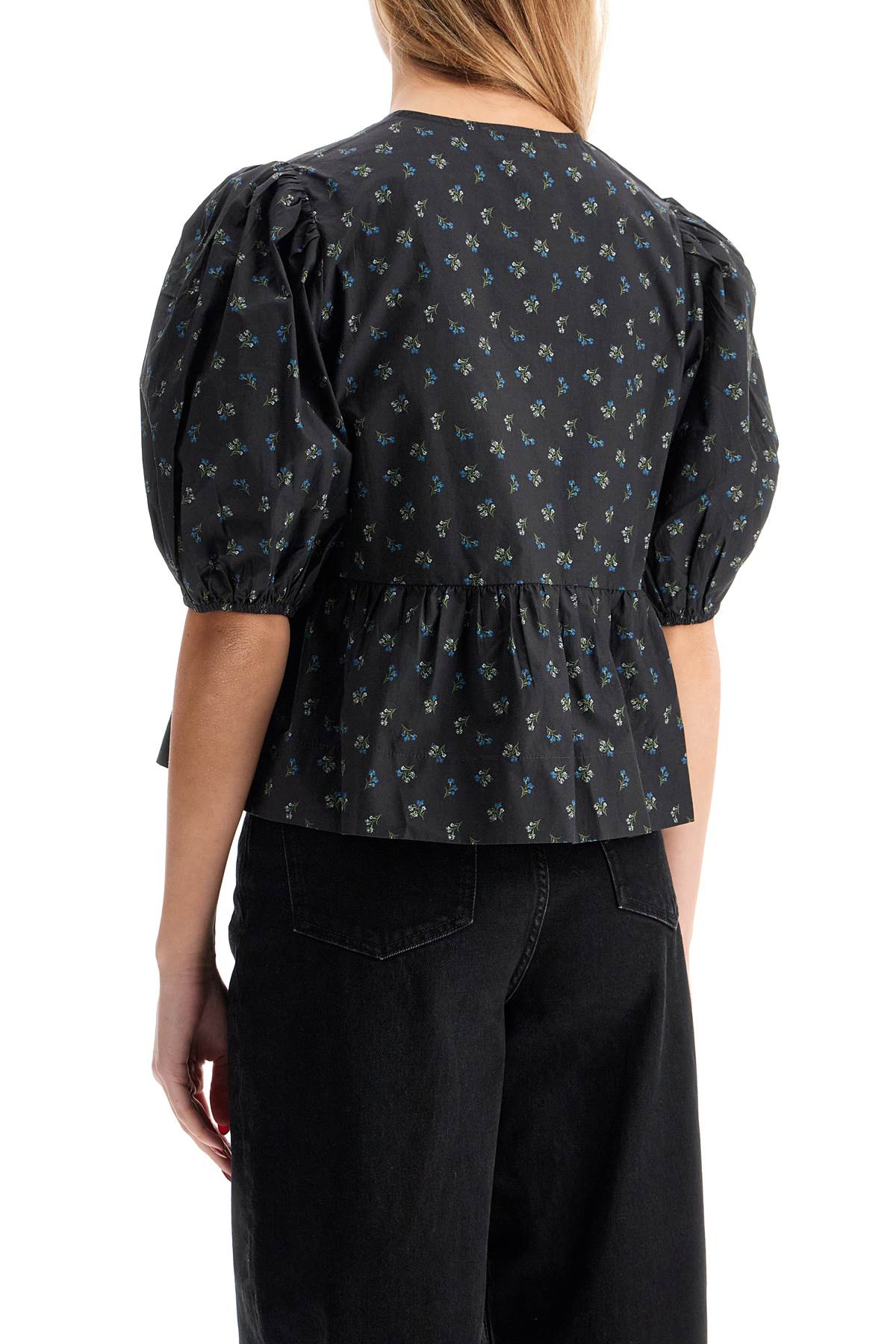 Ganni cotton peplum blouse