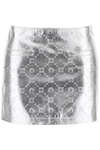 Marine Serre moonogram mini skirt in laminated leather