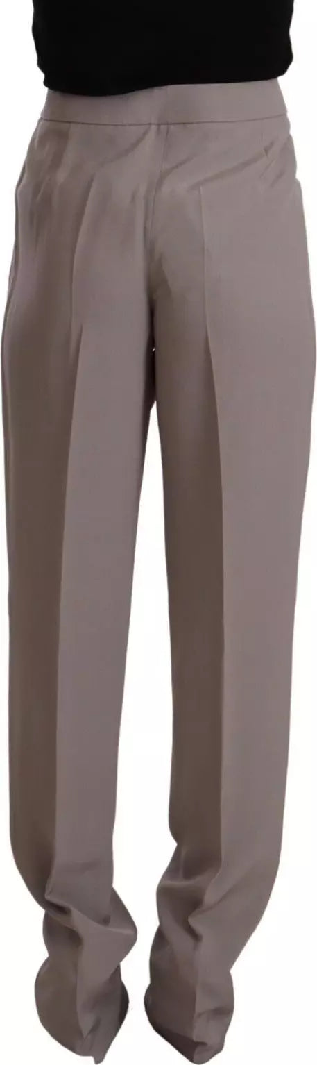 Armani Brown High Waist Silk Tapered Long Pants