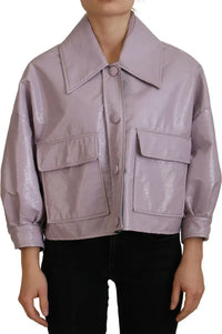 Dolce & Gabbana Purple Cotton Button Down Cropped Jacket