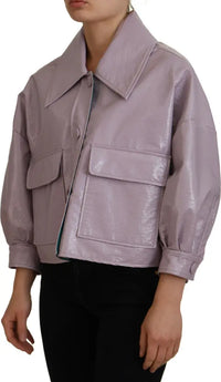 Dolce & Gabbana Purple Cotton Button Down Cropped Jacket