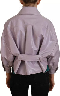 Dolce & Gabbana Purple Cotton Button Down Cropped Jacket